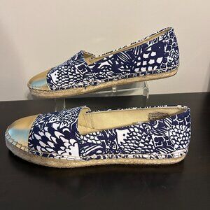 LILY PULITZER TARGET Sz 11 Upstream Fish With Gold Toe Cap Flats Shoes